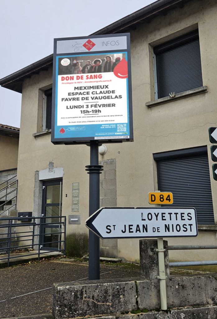 Commune de Saint Maurice de Gourdans (01800-Ain) : Installation d'un panneau VIDEO LINE LED, P6 - Simple Face 2.00m² d’affichage LEDS Couleurs - Panneau installé le 29 11 2024